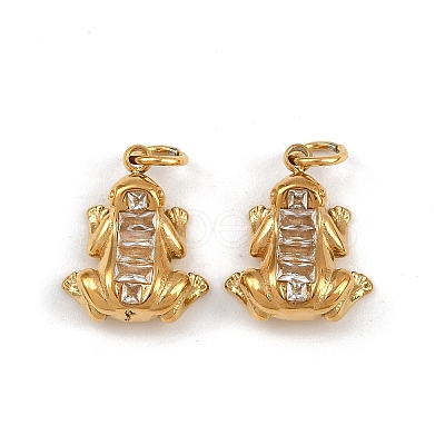 304 Stainless Steel Rhinestone Charms STAS-P410-22G-1