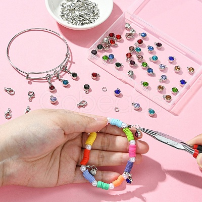 DIY 304 Stainless Steel Expandable Bangle with Charms Making Kit DIY-YW0008-68-1