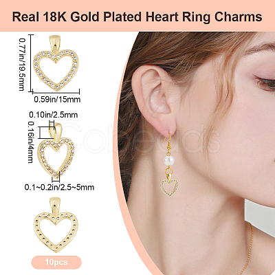 10Pcs Brass Cubic Zirconia Pendants KK-BBC0015-94-1