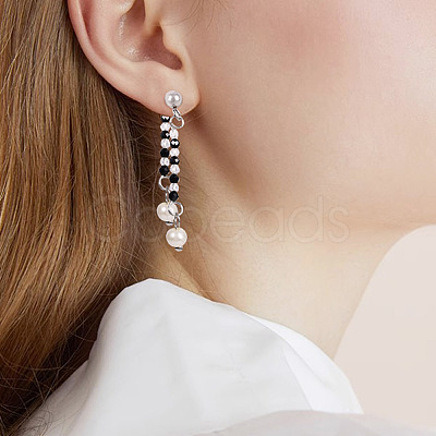 Transparent Glass Beads Connector Charms PALLOY-TA00135-1