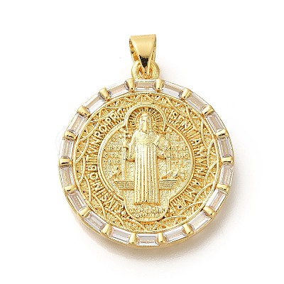Rack Plating Brass with Cubic Zirconia Pendants KK-Z086-33G-13-1
