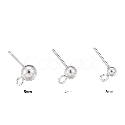 30Pcs 3 Size 304 Stainless Steel Ball Stud Earring Post STAS-LS0001-06S-1