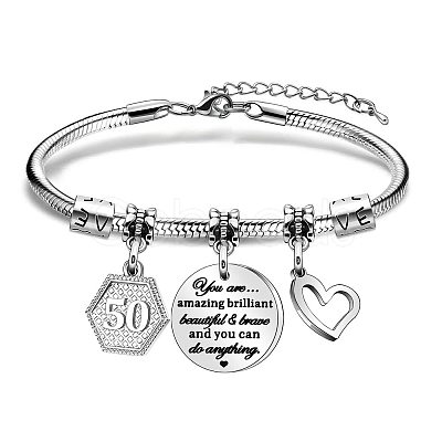 Birthday 201 Stainless Steel Charm Bracelets FS-WGBAA71-08-1