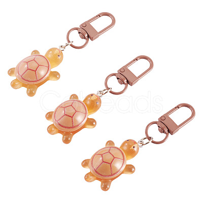 3Pcs Resin Tortoise Pendant Decorations HJEW-TA0001-39F-1