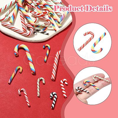 60Pcs 10 Styles Christmas Theme Polymer Clay Artificial Candy Cane FIND-CJ0002-89-1