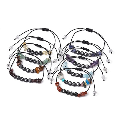 Natural Gemstone Braided Bead Bracelets BJEW-JB09607-1