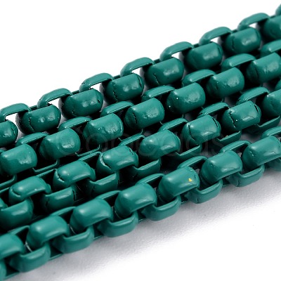 Eco-friendly Spray Painted Handmade Brass Box Chains KK-J276-17-P20-1