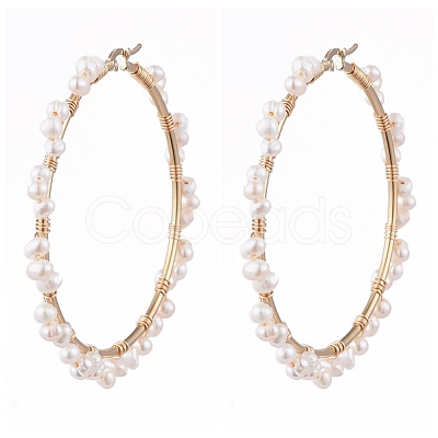 304 Stainless Steel Big Beaded Hoop Earrings EJEW-JE04162-1