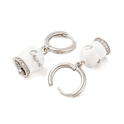 Bell Brass & Enamel Hoop Earrings for Women EJEW-U015-25P-C-1