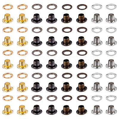 200 Sets 4 Colors Iron Grommet Eyelet Findings SCRA-GF0001-02-1