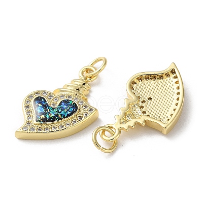 Valentine's Day Brass Micro Pave Clear Cubic Zirconia Pendants KK-C045-34G-1