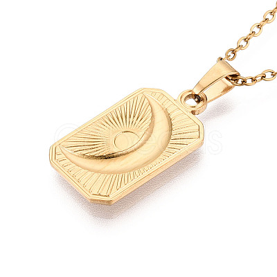 304 Stainless Steel Pendant Necklaces NJEW-T018-35G-1