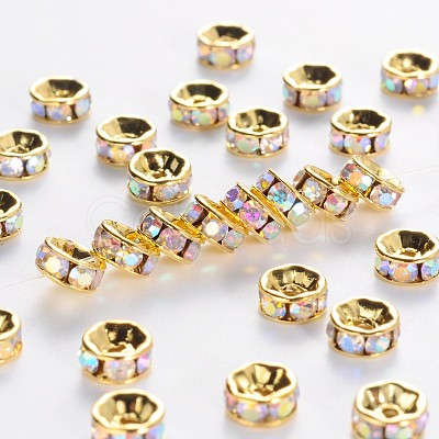 Brass Grade A Rhinestone Spacer Beads RSB039NF-02G-1