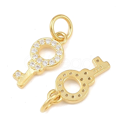 925 Sterling Silver Pave Clear Cubic Zirconia Key Charms STER-A049-07G-1