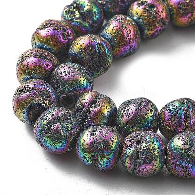 Electroplated Natural Lava Rock Beads Strands G-A251-D01-01I-1