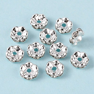 Brass Rhinestone Spacer Beads X-RB-A006-8MM-S-1