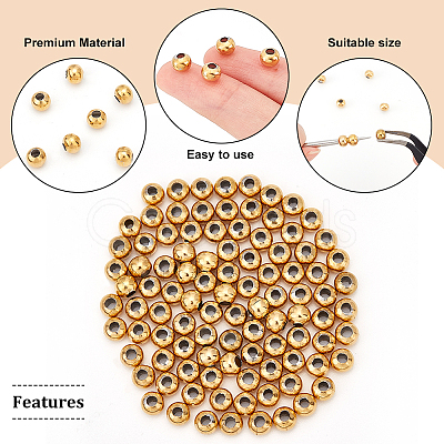 100Pcs Round PVD Vacuum Plating 304 Stainless Steel Beads STAS-DC0010-56B-1