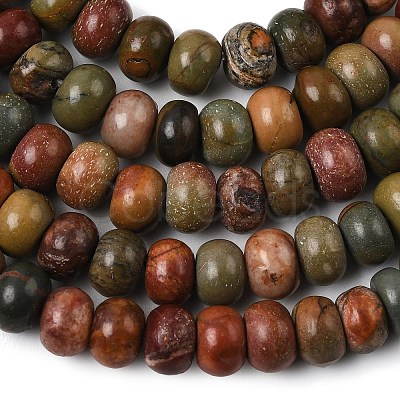 Natural Picasso Stone/Polychrome Jasper Beads Strands G-A280-A27-01-1