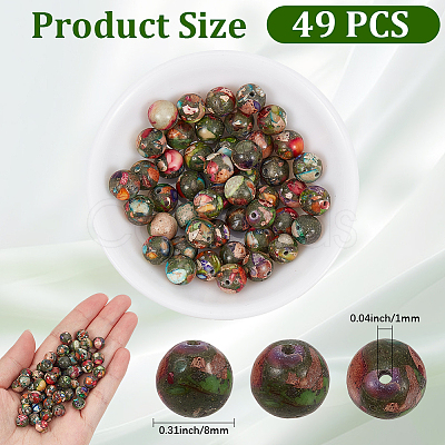 1 Strand Dyed Natural Imperial Jasper Round Beads Strands G-PA0002-57B-1