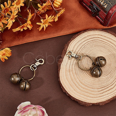 2Pcs Brass Bell Pendant Decoration HJEW-BC00056-1