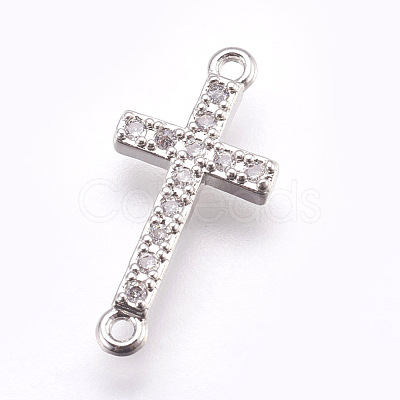 Brass Micro Pave Cubic Zirconia Links ZIRC-E152-43P-RS-1