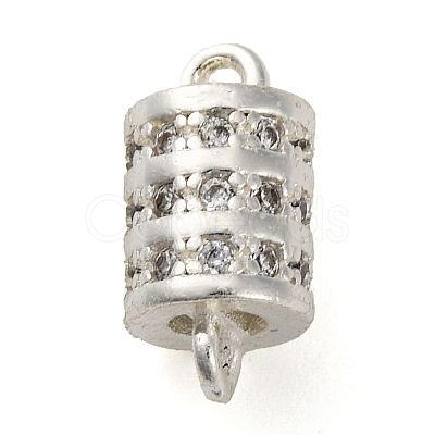Brass Micro Pave Clear Cubic Zirconia Hollow Column Connector Charms KK-A230-05D-S-1