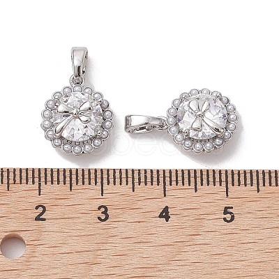 Brass Micro Pave Clear Cubic Zirconia Charms KK-K360-15P-1