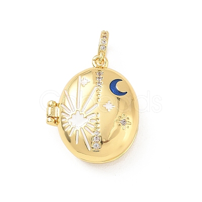 Brass Enamel Photo Locket Pendants KK-A303-19D-G-1