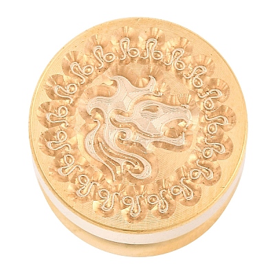 Golden Tone Round Wax Seal Brass Stamp Heads AJEW-S087-02G-07-1