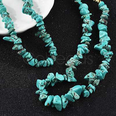 Synthetic Turquoise Chips Beaded Necklace NJEW-FZ00004-02-1