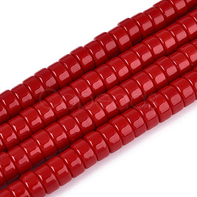 Opaque Solid Color Glass Beads Strands GLAA-N026-4x8mm-06-1