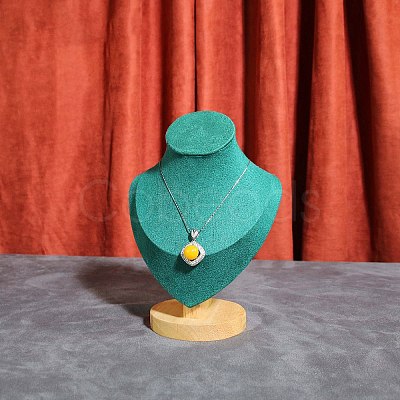 Velvet Bust Necklace Display Stands with Wooden Base LS-ODIS-Q041-02A-01-1