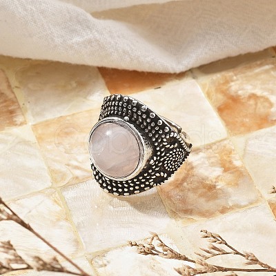 Natural Rose Quartz Adjustable Rings RJEW-I108-03AS-15-1