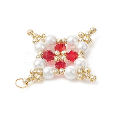 Glass Seed Beaded Star Pendants PALLOY-MZ01165-03-1