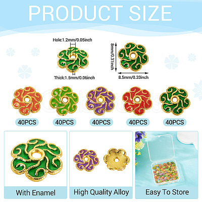 200Pcs 5 Colors Alloy Enamel Bead Caps FIND-TA0008-37-1