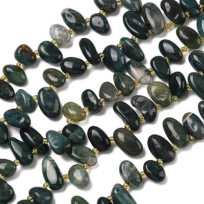 Natural Moss Agate Beads Strands G-P604-A11-01-1