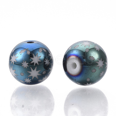 Christmas Electroplate Glass Beads X-EGLA-R113-07E-1