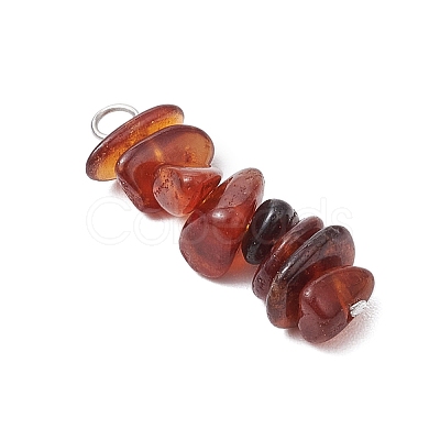3Pcs Natural Amethyst & Garnet & Obsidian Chip Beaded Constellation Pendants PALLOY-JF03043-08-1