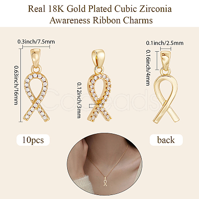10Pcs Brass Micro Pave Cubic Zirconia Pendants KK-BBC0019-34-1