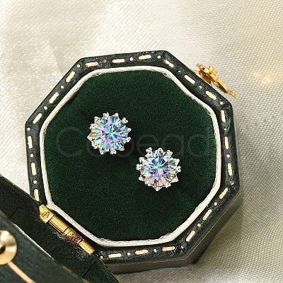 925 Sterling Silver Moissanite Rhinestone Stud Earrings EJEW-U042-05P-03-1