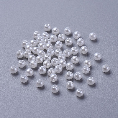 White Chunky Imitation Loose Acrylic Round Spacer Pearl Beads for Kids Jewelry X-PACR-5D-1-1