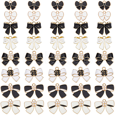 48Pcs 8 Styles Alloy Enamel Pendants ENAM-SC0006-41-1
