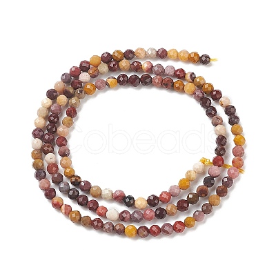 Natural Mookaite Faceted Round Beads Strands X-G-A129-3mm-19-1-1