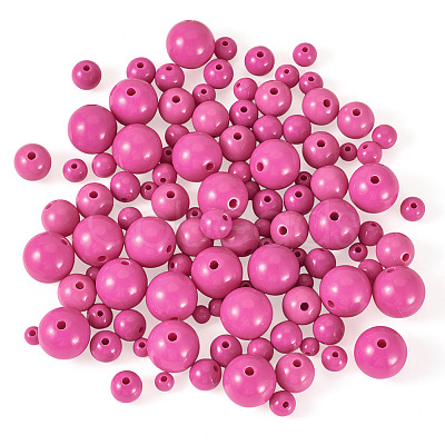 100Pcs 5 Styles Opaque Acrylic Beads MACR-TADJ0001-12C-1