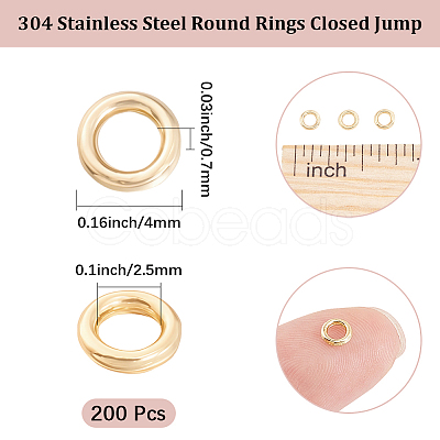 200Pcs 304 Stainless Steel Round Rings STAS-BBC0010-21C-1