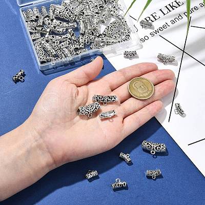 70Ppcs 14 Styles Tibetan Style Alloy Tube Bails FIND-CJ0002-99-1
