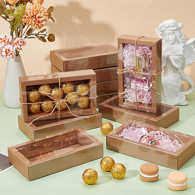 Cardboard Drawer Gift Storage Boxes with Clear Cover CON-WH0092-72C-03-1