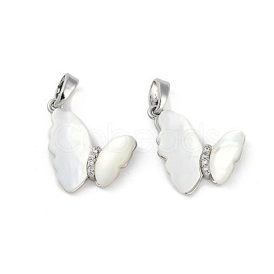 Natural White Shell Butterfly Pendants KK-U043-25P-1