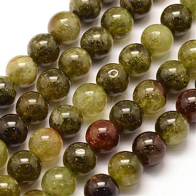 Natural Green Garnet Beads Strands G-G661-9mm-1