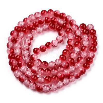 Crackle Baking Paint Imitation Jade Glass Beads Strands DGLA-T003-6mm-11-1